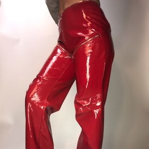 I.Am.Gia red leather pants.